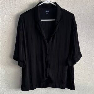 GAP Black Button-Down Pajama Top